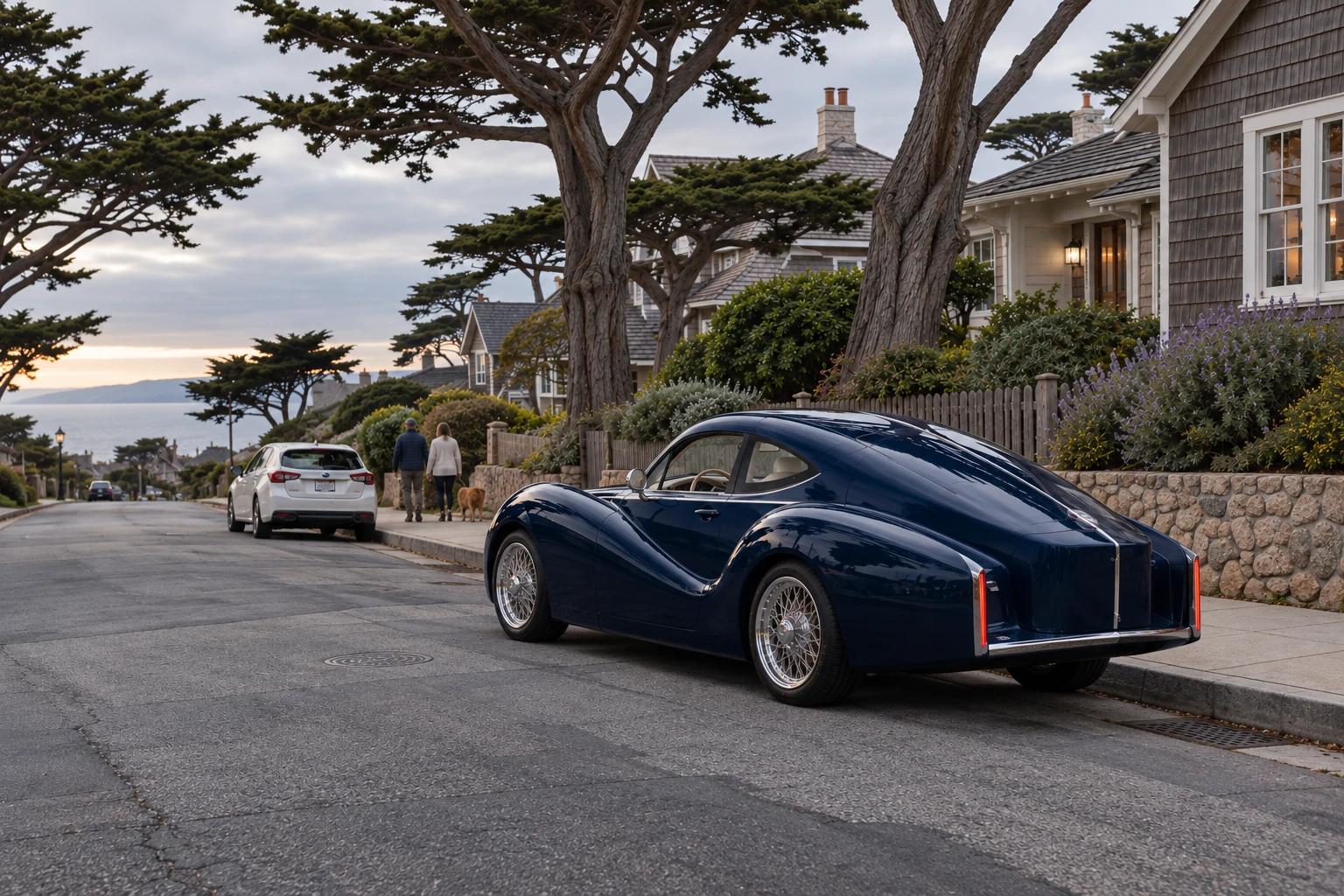 Model O1 on a California coastal street